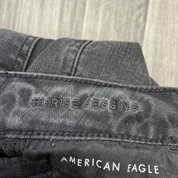 AMERICAN EAGLE Hi-Rise Jegging Skinny Leg Black Denim Jeans Women's Size 6 Short - Picture 8 of 13
